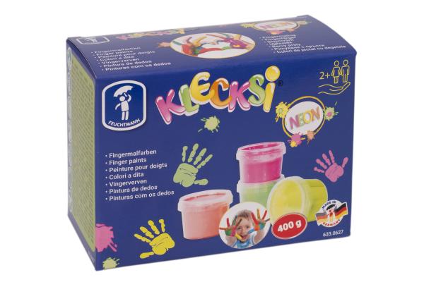 KLECKSi NEON – Leuchtende Fingerfarben mit cremiger Konsistenz (4 x 100 g)
